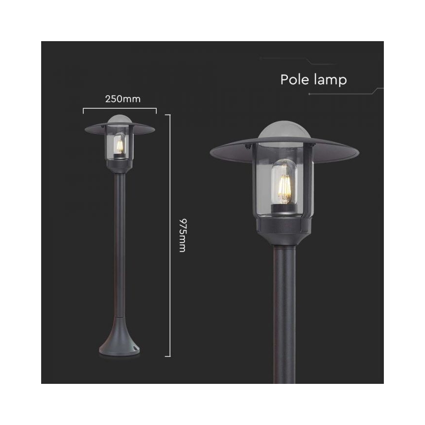 Āra lampa 1xE27/60W/230V IP44 melna