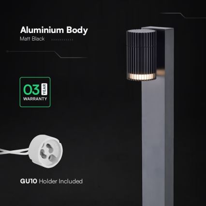 Āra lampa 1xGU10/10W/230V IP44 80 cm melna
