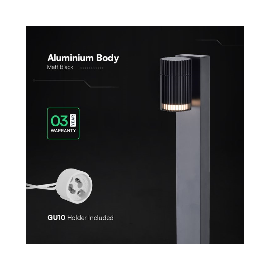 Āra lampa 1xGU10/10W/230V IP44 80 cm melna