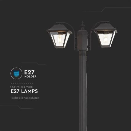 Āra lampa  2xE27/60W/230V IP44 232 cm melna