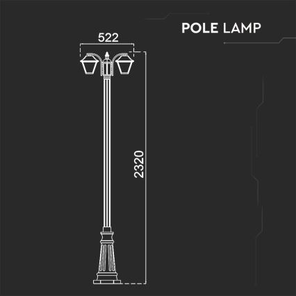 Āra lampa  2xE27/60W/230V IP44 232 cm melna