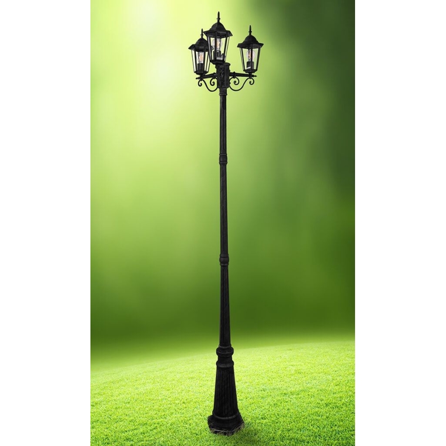 Āra lampa 3xE27/20W/230V IP43 2,58 m melna