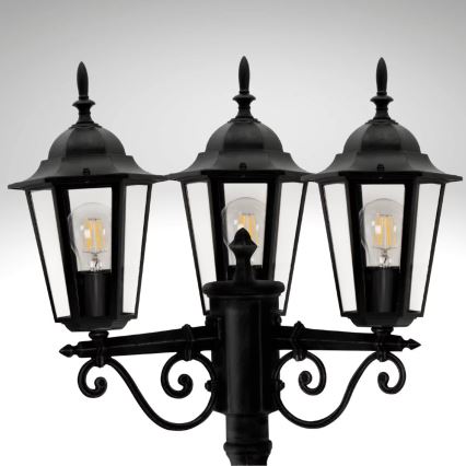 Āra lampa 3xE27/20W/230V IP43 2,58 m melna