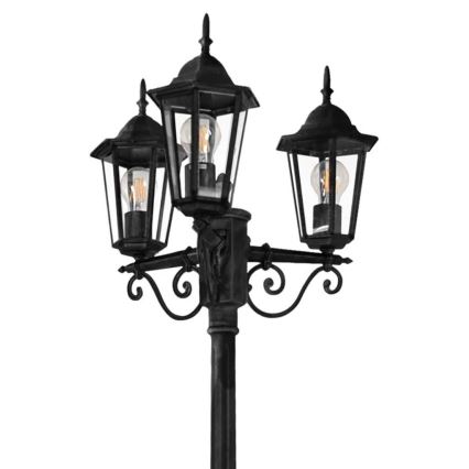 Āra lampa 3xE27/20W/230V IP43 2,58 m melna