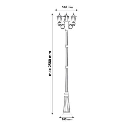 Āra lampa LIGURIA 3xE27/60W/230V IP43 2,5m