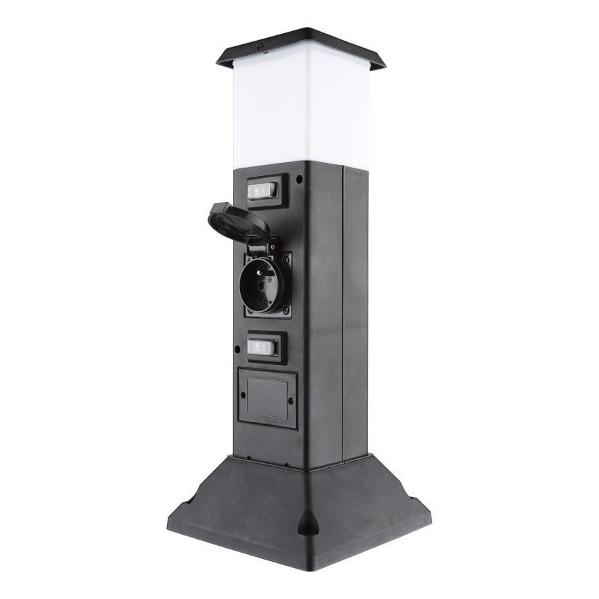 Āra lampa ar 2 kontaktligzdām 1xE14/15W/230V IP44 melna
