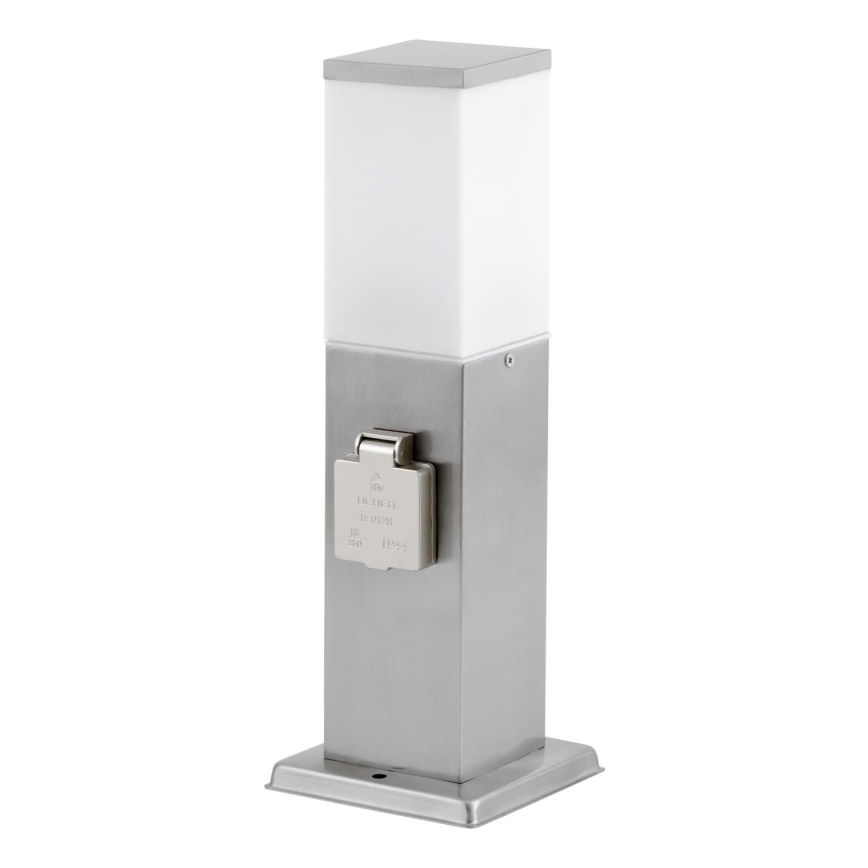 Āra lampa ar 2 kontaktligzdām SCHUKO 1xE27/20W/230V matēts hroms IP44