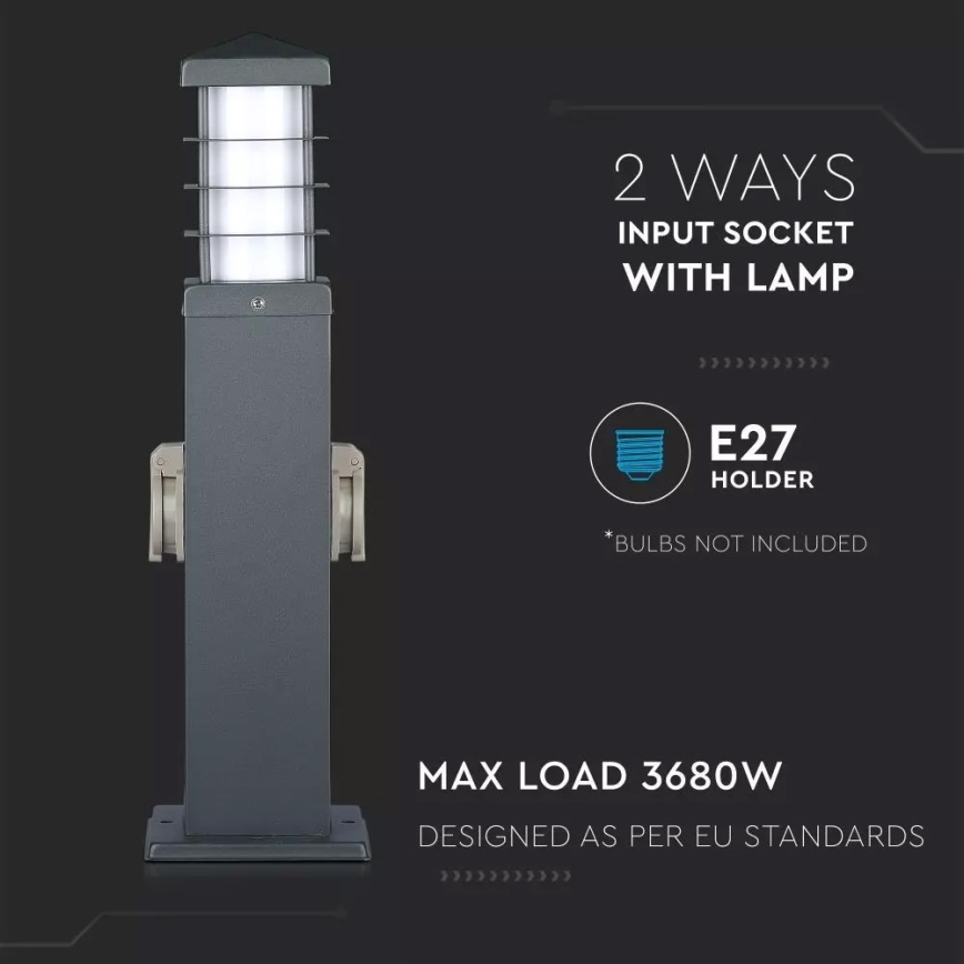 Āra lampa ar kontaktligzdām SCHUKO 1xE27/13W/230V IP44
