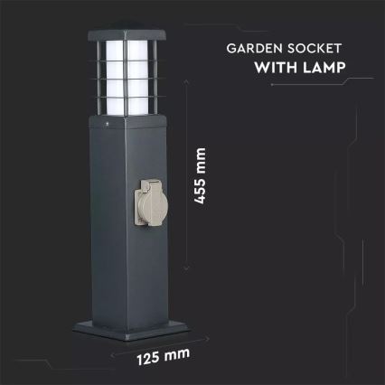 Āra lampa ar kontaktligzdām SCHUKO 1xE27/13W/230V IP44