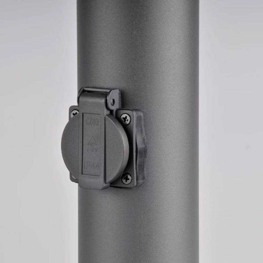 Āra lampa ar kontaktligzdu DALLAS 1xE27/12W/230V IP44 antracīta