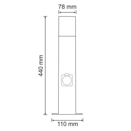 Āra lampa ar kontaktligzdu NEW YORK 1xE27/12W/230V IP44 44 cm antracīta