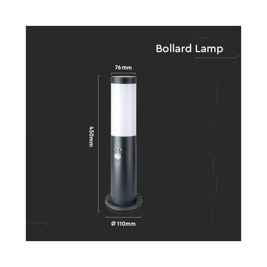 Āra lampa ar sensoru 1xE27/60W/230V IP44 45cm pelēka