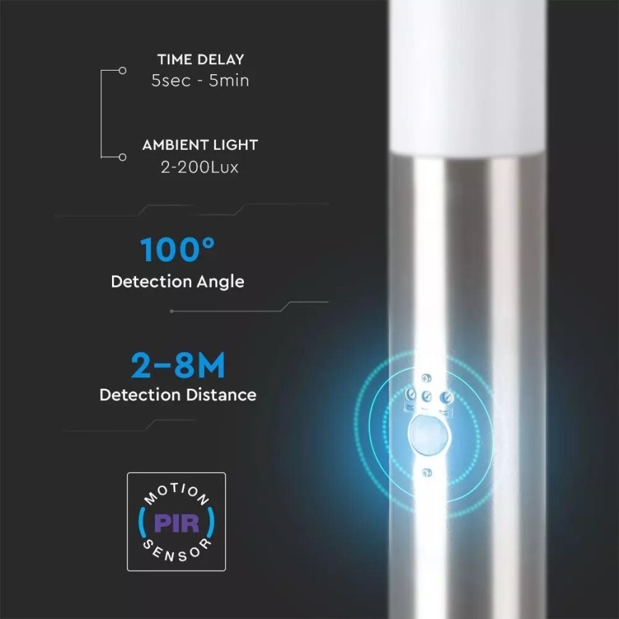 Āra lampa ar sensoru 1xE27/60W/230V IP44 80cm matēta hroma