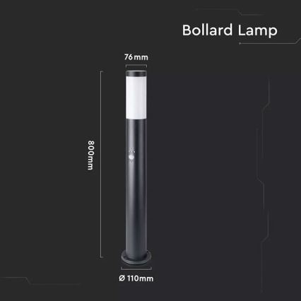 Āra lampa ar sensoru 1xE27/60W/230V IP44 80cm melna