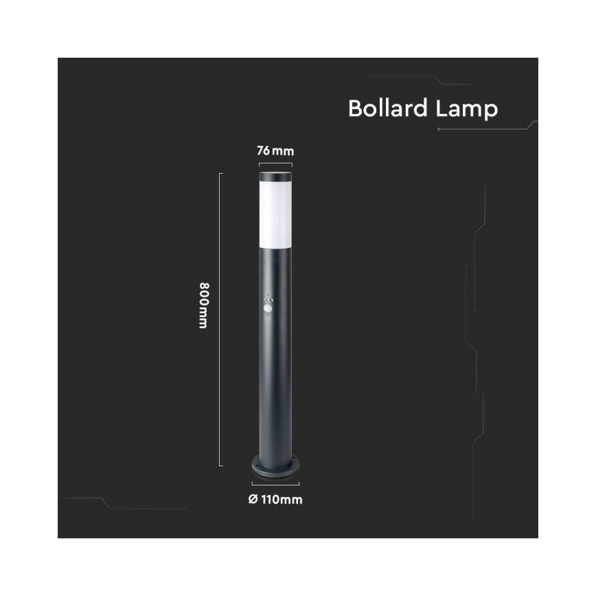 Āra lampa ar sensoru 1xE27/60W/230V IP44 80cm pelēka