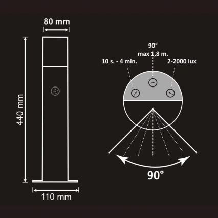 Āra lampa ar sensoru DALLAS 1xE27/12W/230V IP44 antracīta