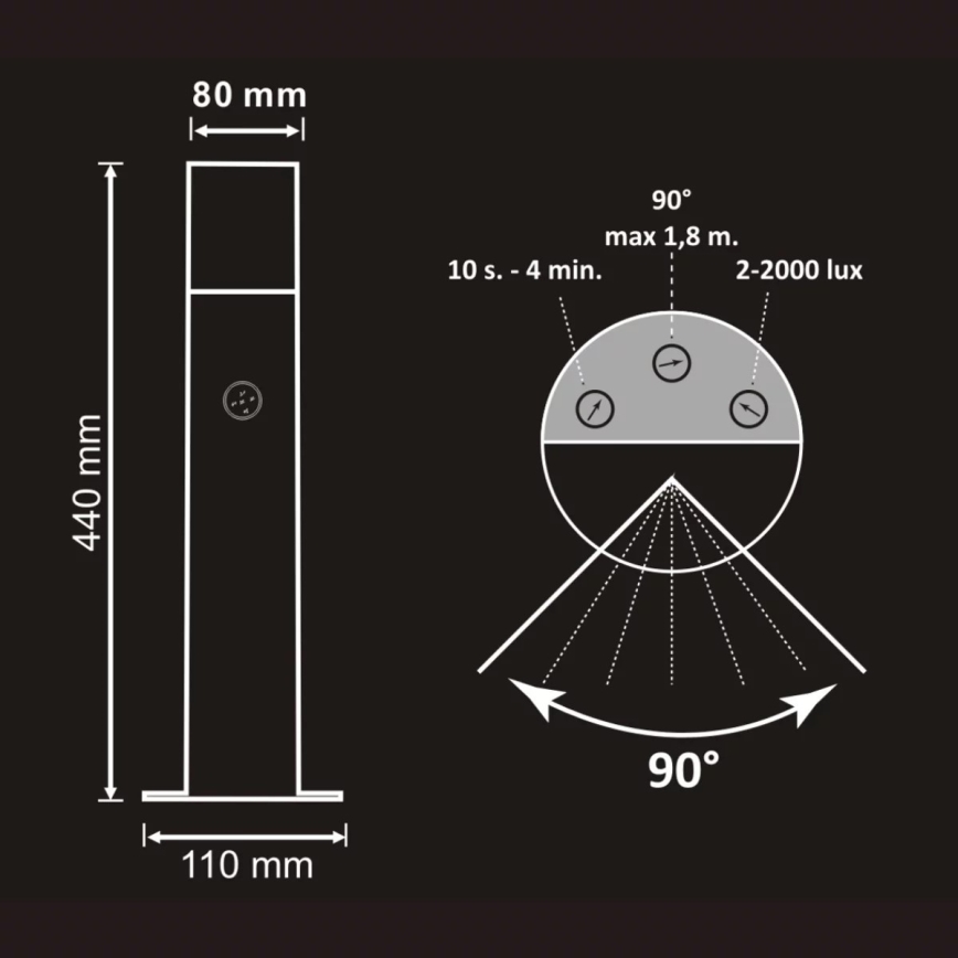 Āra lampa ar sensoru DALLAS 1xE27/12W/230V IP44 antracīta