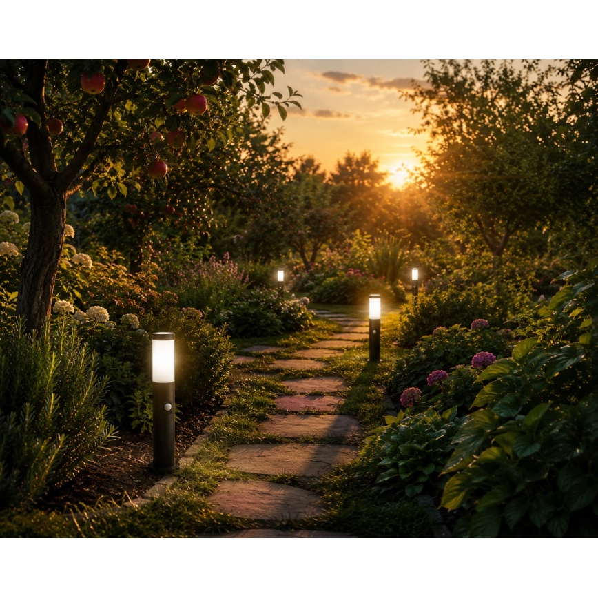 Āra lampa ar sensoru LOPPA, 1x E27, 60 W, 230 V, 45 cm, IP44, melna
