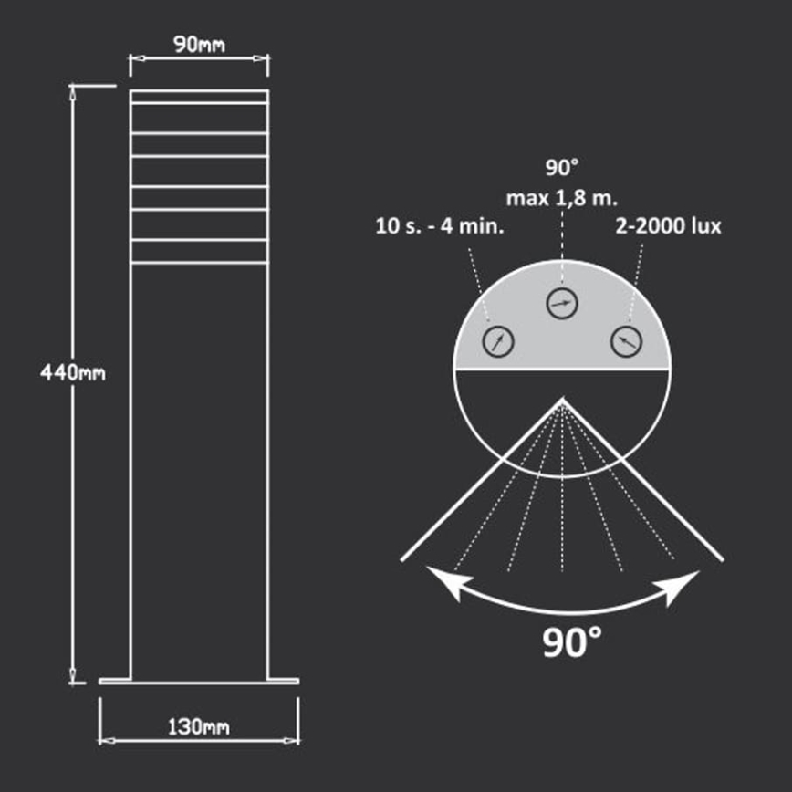 Āra lampa ar sensoru TEKSAS 1xE27/12W/230V IP44 44 cm antracīta
