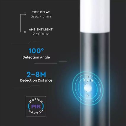 Āra lampa ar sensoru un 2 kontaktligzdas SCHUKO 1xE27/60W/230V IP44 60cm melna