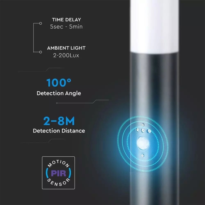 Āra lampa ar sensoru un 2 kontaktligzdas SCHUKO 1xE27/60W/230V IP44 60cm melna