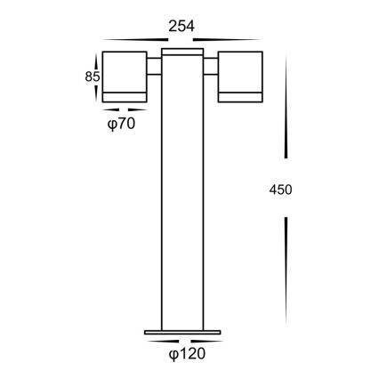 Āra lampa KETTO 2xGU10/60W/230V IP44 melns