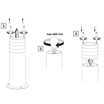 Āra lampa RINO 1xE27/12W/230V IP54 44 cm melna