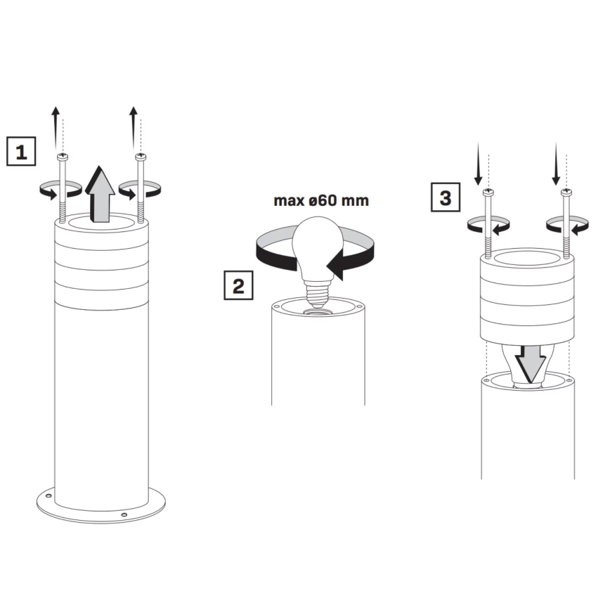 Āra lampa RINO 1xE27/12W/230V IP54 74 cm melna