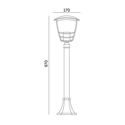Āra lampa TEVIO 1xE27/60W/230V IP54 97 cm melna
