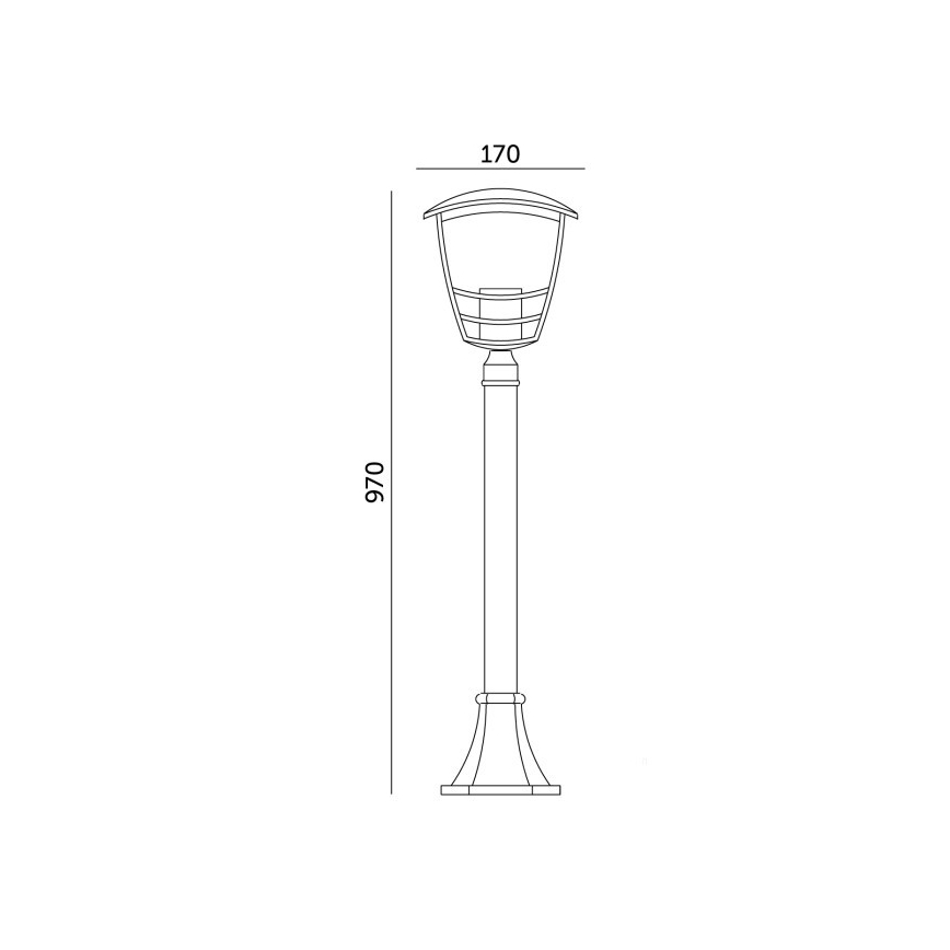 Āra lampa TEVIO 1xE27/60W/230V IP54 97 cm melna