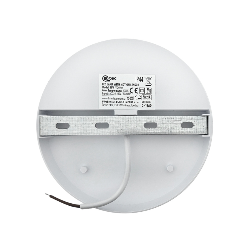 Āra LED sienas gaismeklis ar kustības sensoru LED/18W/230V IP44 balts