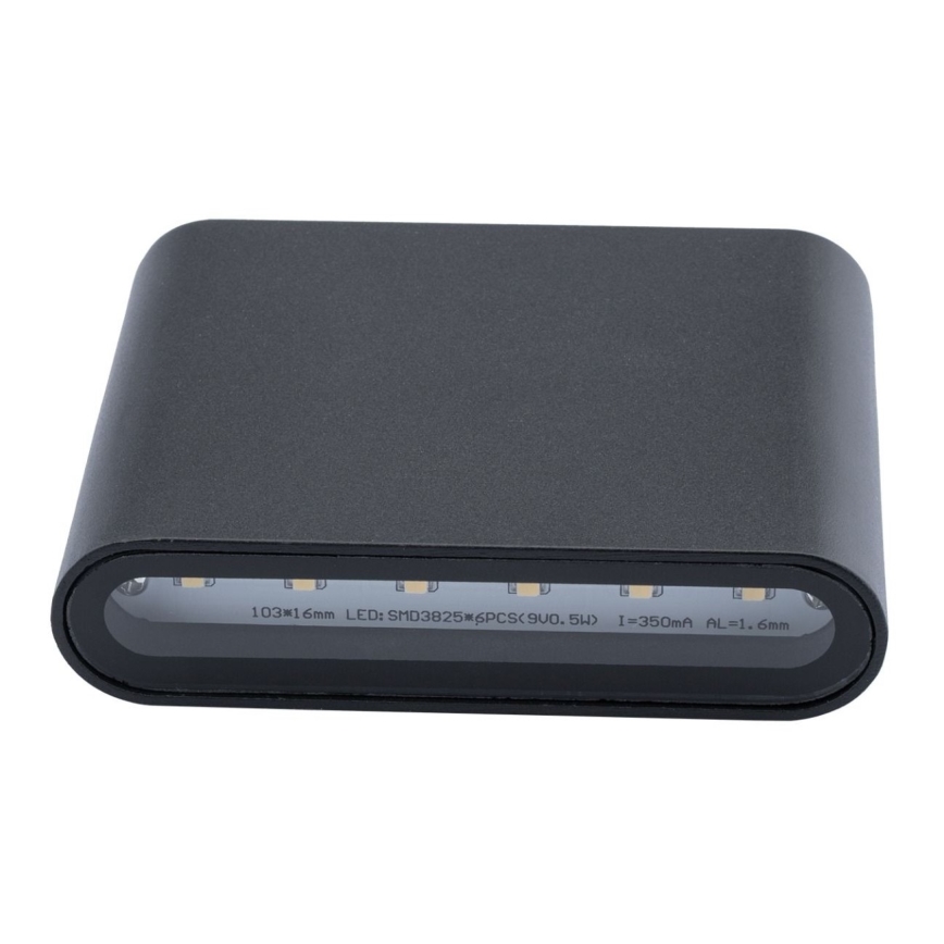 Āra LED sienas gaismeklis FLOW 2xLED/3W/230V IP54 melns