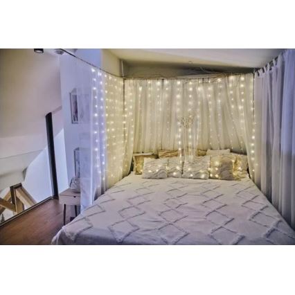 Āra LED virtene 240xLED/8 režīmi 6,7 m IP44 silti balta