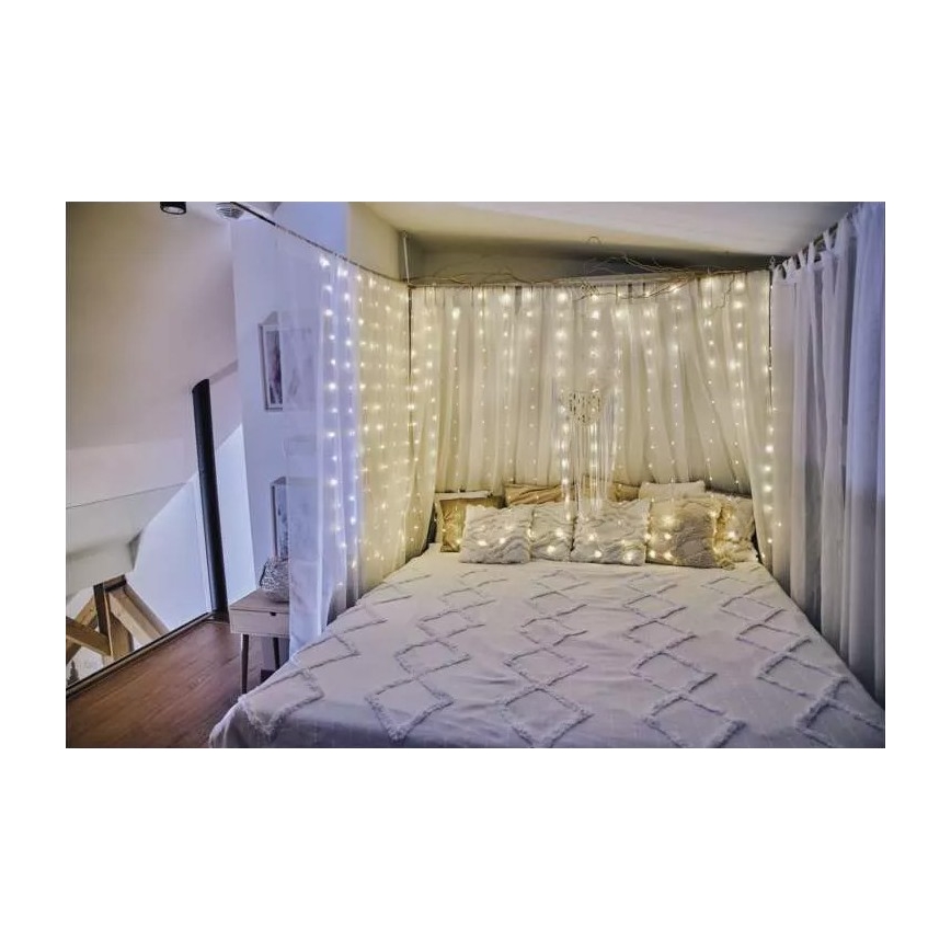 Āra LED virtene 240xLED/8 režīmi 6,7 m IP44 silti balta