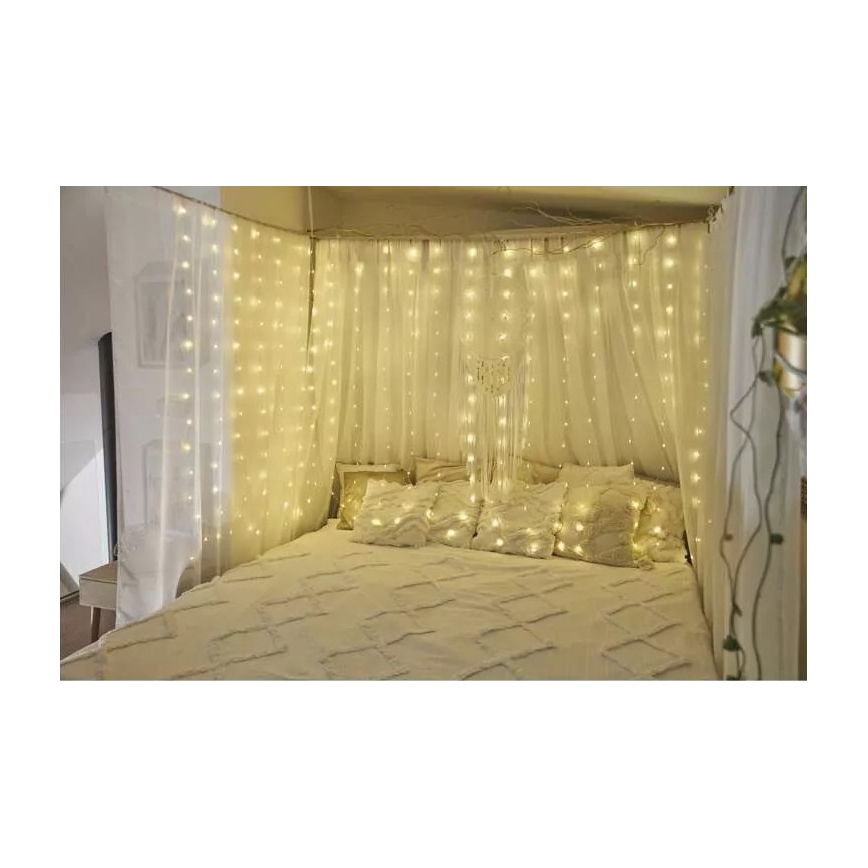 Āra LED virtene 240xLED/8 režīmi 6,7 m IP44 silti balta