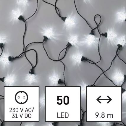 Āra LED virtene — 50 LED, 8 režīmi, 14,8 m, IP44, auksti balta