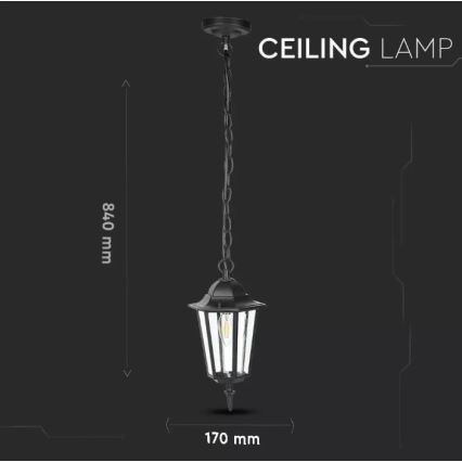 Āra lustra ar ķēdi 1xE27/40W/230V IP44 melns