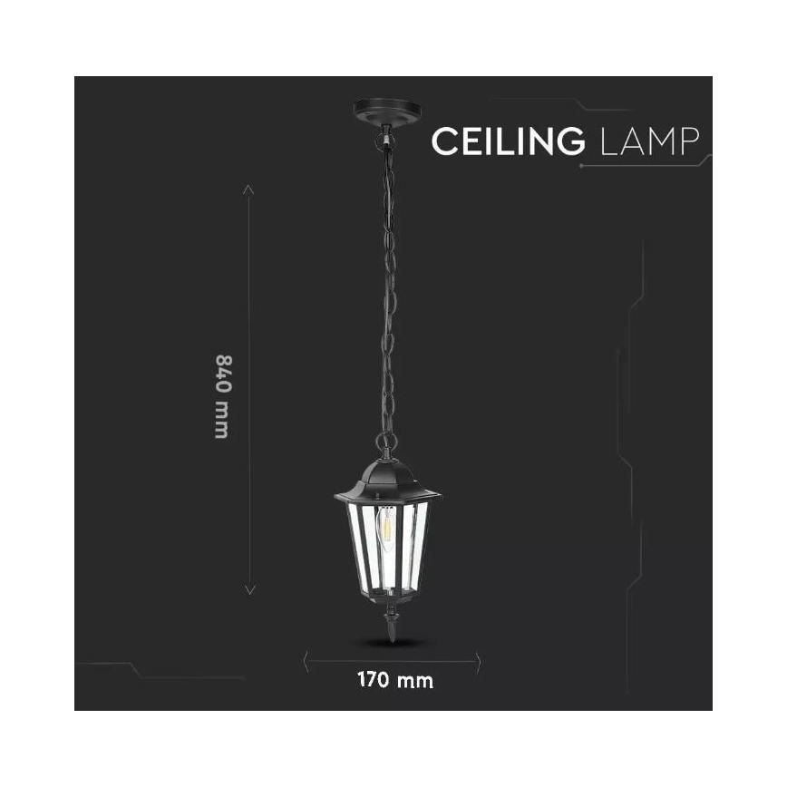 Āra lustra ar ķēdi 1xE27/40W/230V IP44 melns