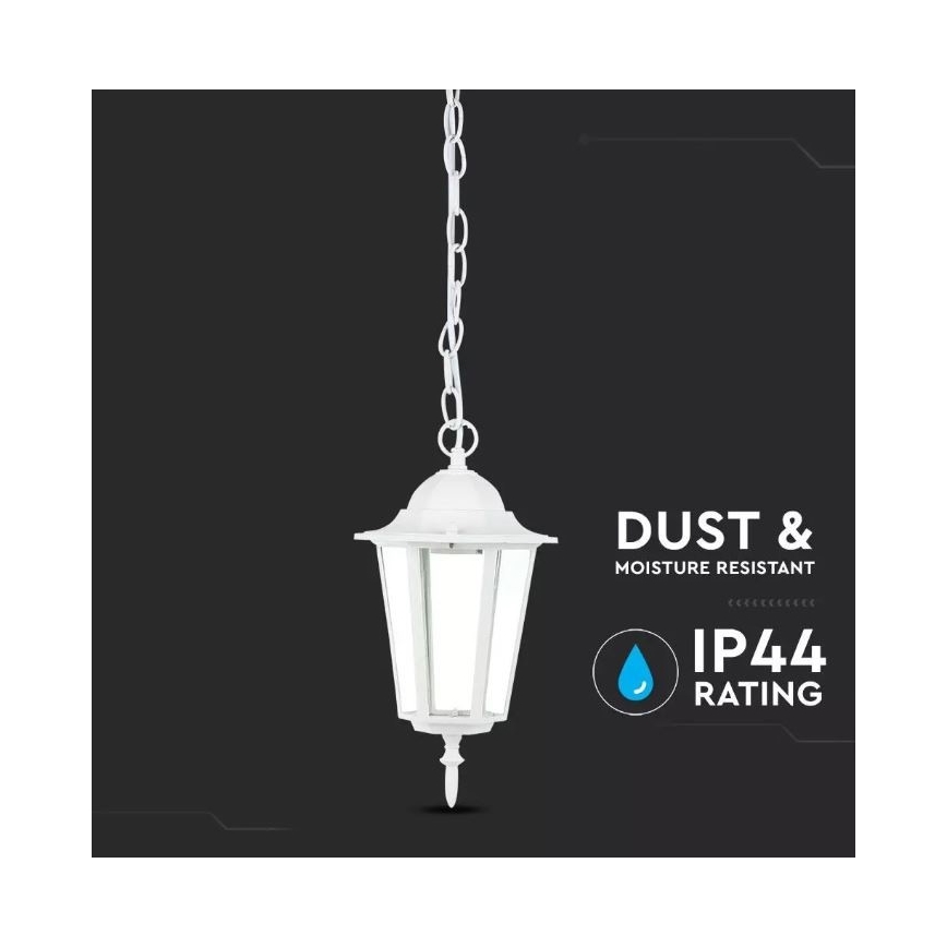 Āra lustra ar ķēdi 1xE27/60W/230V IP44 balta