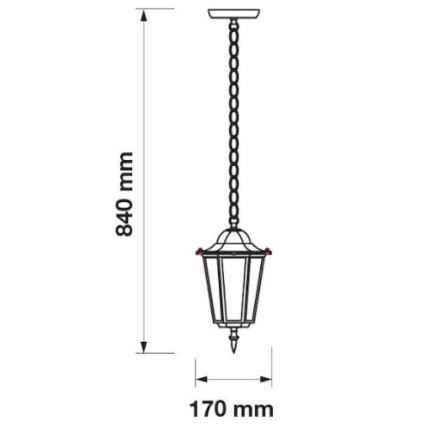 Āra lustra ar ķēdi 1xE27/60W/230V IP44 balta