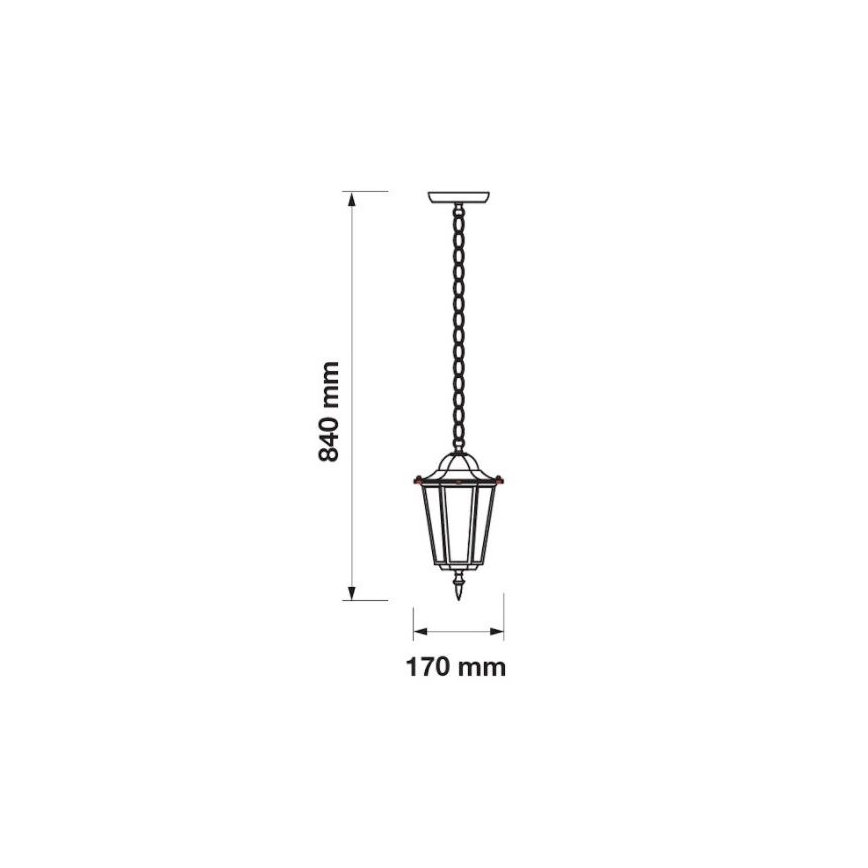 Āra lustra ar ķēdi 1xE27/60W/230V IP44 balta