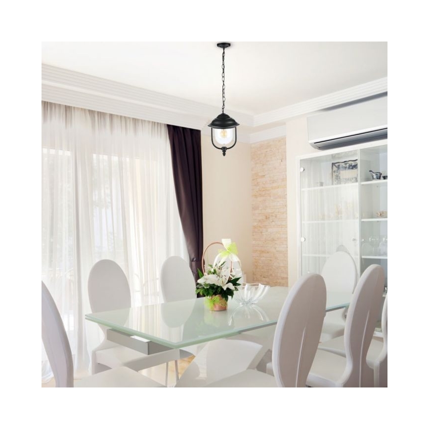 Āra lustra ar ķēdi 1xE27/60W/230V IP44 melna