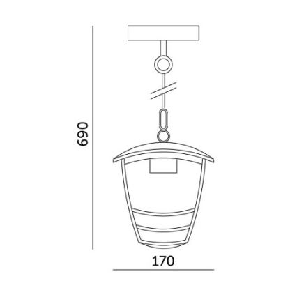 Āra lustra ar ķēdi TEVIO 1xE27/60W/230V IP54 melna