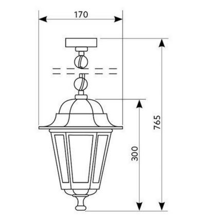 Āra lustra uz ķēdes 1xE27/60W/230V 1xE27/60W/230V zelta IP44