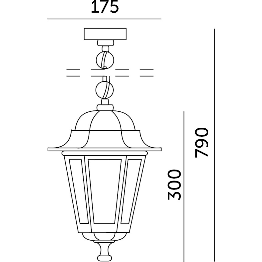 Āra lustra uz ķēdes 1xE27/60W/230V melna