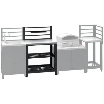 Āra moduļa galds 80x47x123 cm melns/nerūsējošais tērauds