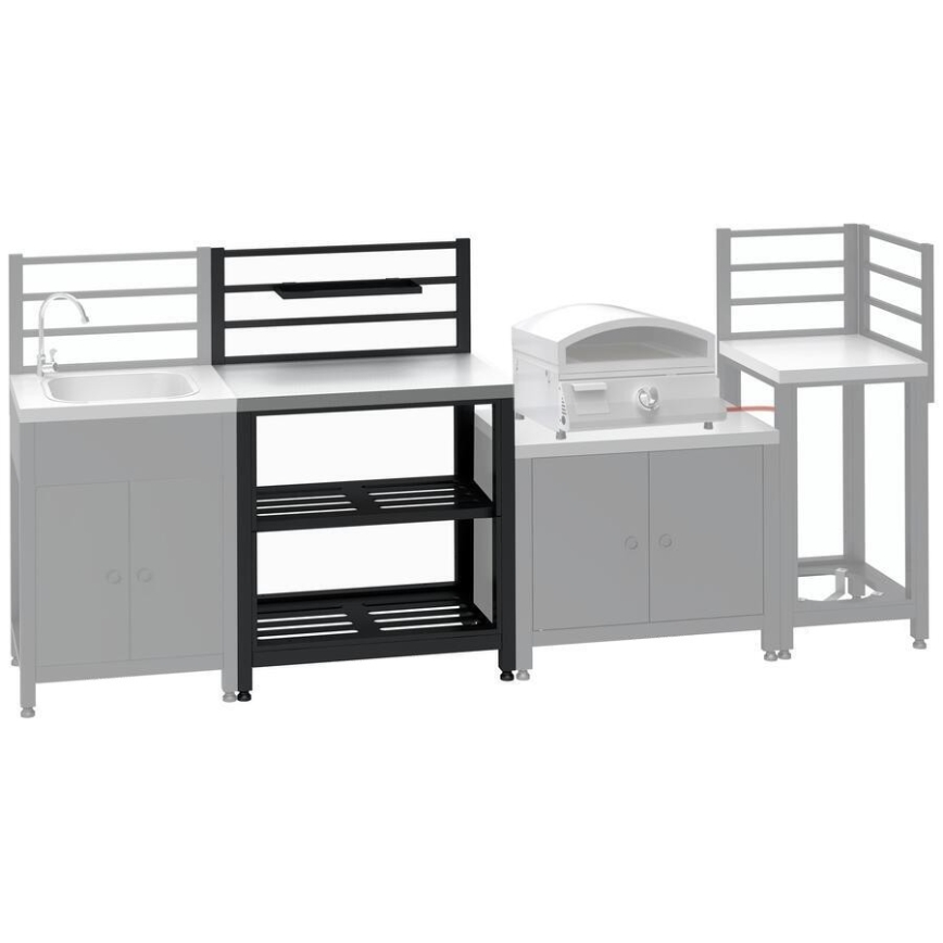 Āra moduļa galds 80x47x123 cm melns/nerūsējošais tērauds