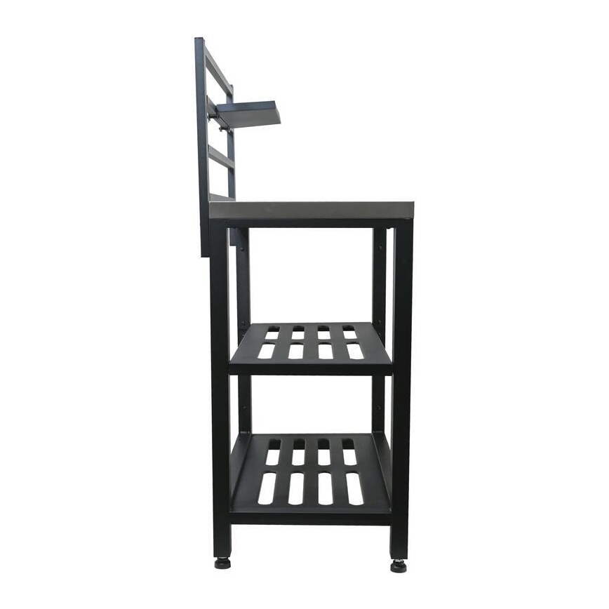 Āra moduļa galds 80x47x123 cm melns/nerūsējošais tērauds