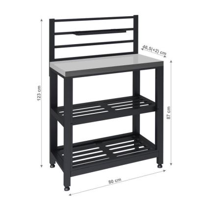 Āra moduļa galds 80x47x123 cm melns/nerūsējošais tērauds