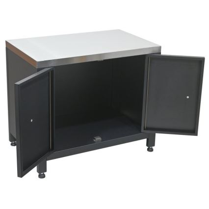 Āra moduļa skapītis zem grila 80x47x69 cm melns/nerūsējošais tērauds